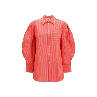 Ganni Multicolor Cotton Blouse In Orange