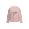 Ganni Multicolor Cotton Sweatshirt In Pink