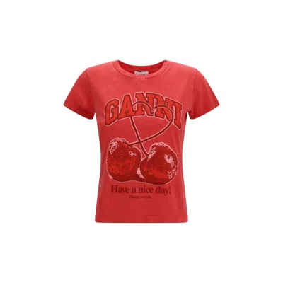 GANNI MULTICOLOR COTTON T-SHIRT