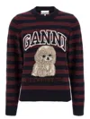 Ganni Multicolor Graphic Wool Mix Poodle Stripe Sweater