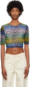 Ganni Top Animalier In 999 Multicolour