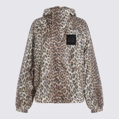 Ganni Multicolor Nylon Casual Jacket In Animal Print