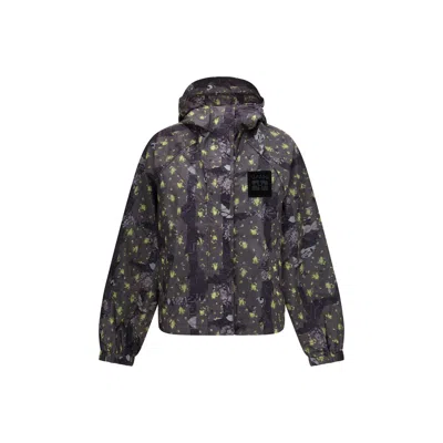 Ganni Ultralight Nylon Jacket With Floral Print In Multi
