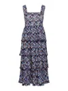 Ganni + Net Sustain Tiered Pleated Floral-print Recycled-georgette Midi Dress In Multicolour