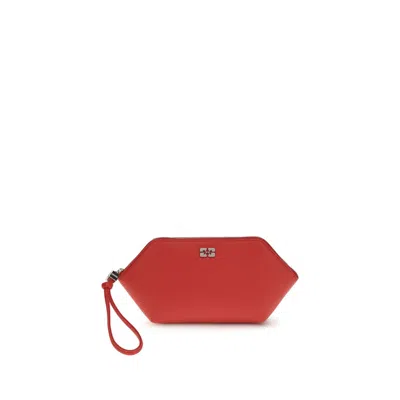 Ganni Multicolor Recycled Leather Wallet In Red