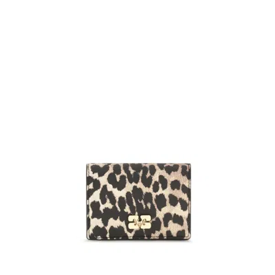 Ganni Multicolor Recycled Polyester Wallet In Animal Print
