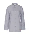 Ganni Multicolor Shirt With All-over Stripes And Logo Patch On The Front In Viscose Blend Woman