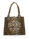 Ganni Recycled Cotton Animal Print Tote Bag In Multicolor