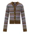 Ganni Embroidered Stretch Alpaca Blend Cardigan In Brown