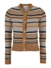 Ganni Striped Soft Alpaca Blend Cardigan In Orange