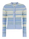 Ganni Multicolor Striped Cardigan With Logo Embroidery In Multicolor