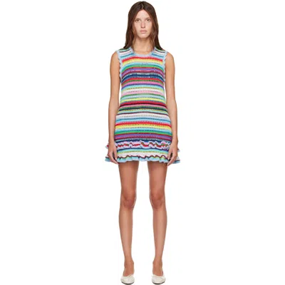 Ganni Multicolor Striped Crochet Minidress