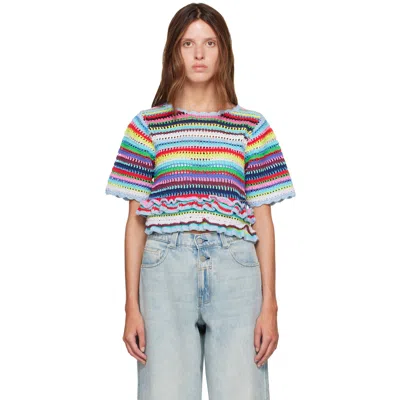 Ganni Multicolor Striped Crochet Sweater