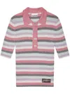 Ganni Womens Multicolour Sparkle-rib Short-sleeve Knitted Polo Shirt In Multicolour