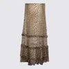Ganni Animal Print Flared Layered Leopard Skirt
