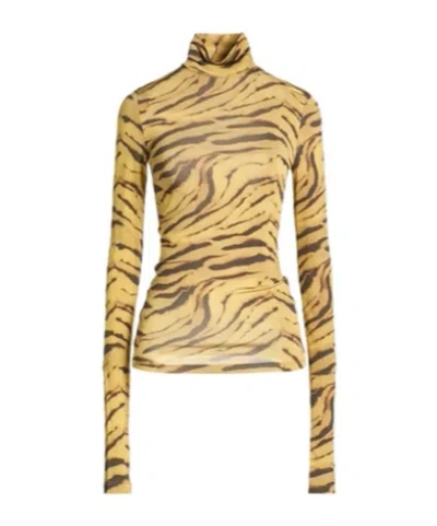 Ganni Multicolored Knitted Sweater In Yellow