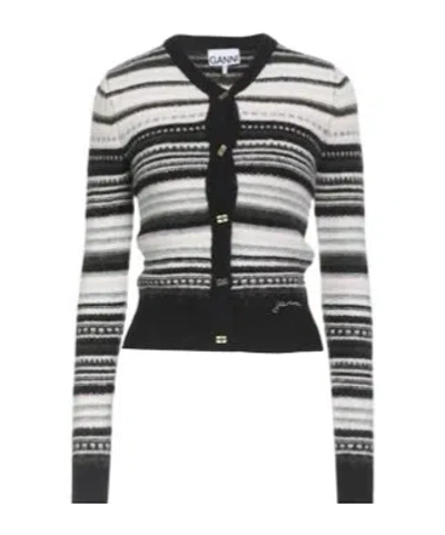 Ganni Multicolour Cardigans In Black