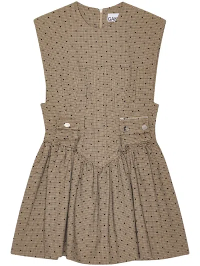 GANNI GANNI MULTICOLOUR DRESS WITH BODICE AND FLARED SKIRT