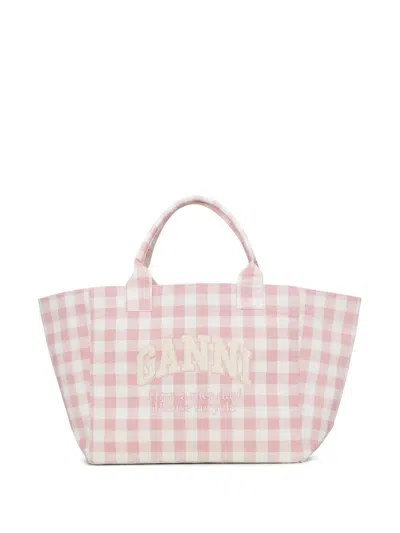 Ganni Multicolour Recycled Cotton Handbags In Neutral