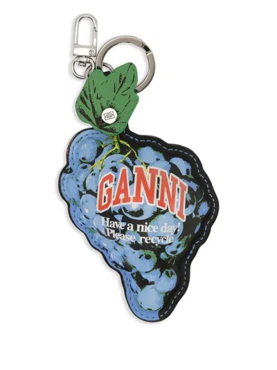 Ganni Multicolour Recycled Leather Key Holders In Neutral
