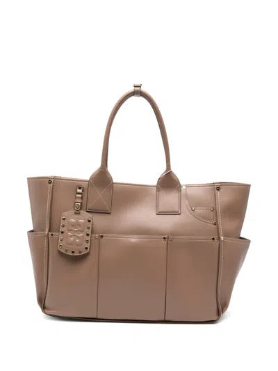 Ganni Multi-pocket Tote Bag In Neutral