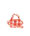 Ganni 'vichy' Red Nano Bag With Braided Handle And Logo Plaque