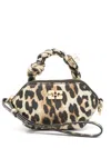 Ganni Womens Leopard Nano Bou Leather Pouch In Neutrals