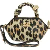 Ganni Womens Leopard Nano Bou Leather Pouch