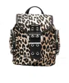 Ganni Mini Leopard Print Drawstring Backpack With Side Zip Pockets In Animal Print