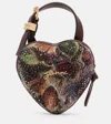 Ganni Nano Heart Mini Embellished Tote Bag In Burgundy