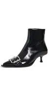 Ganni Black Solid Buckle Boots In Black