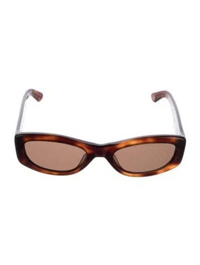 Pre-owned Ganni Narrow Tinted Sunglasses In Brown