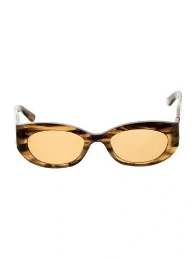 Pre-owned Ganni Narrow Tinted Sunglasses In Brown