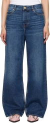 Ganni Navy Izey Jeans In 569 Dark Blue Vintag
