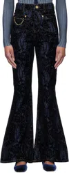 Ganni Navy Snake Print Goddi Jeans In 677 Indigo
