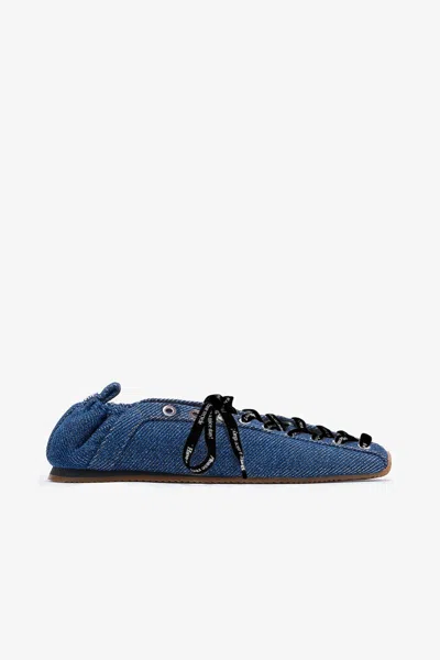 Ganni Navy Sporty Ballerina In Blue