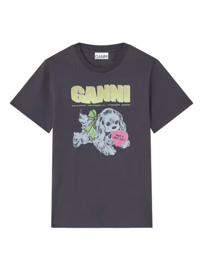 GANNI GANNI NEON PUPPY ORGANIC COTTON T-SHIRT