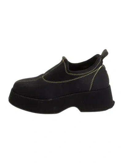 Pre-owned Ganni Neoprene Loafers In Black