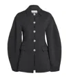 Ganni Structured Black Blazer With Jewel Buttons In Gray