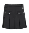 Ganni Womens Phantom Pleated Faux-crystal Buttons Scuba Mini Skirt In Black