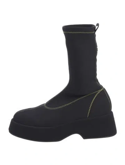 Pre-owned Ganni Neoprene Sock Boots In Black