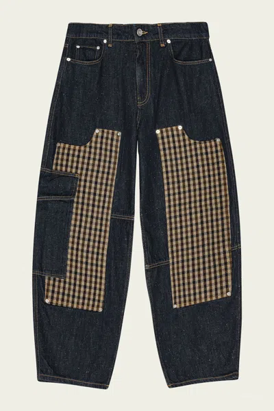 Ganni Neppy Carpenter Jeans In Dark Blue Stone