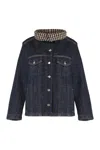 Ganni Bonded Denim Jacket Stitch Detailing In Blue