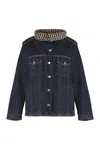 Ganni Bonded Denim Jacket Stitch Detailing In Blue