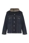 Ganni Bonded Denim Jacket Stitch Detailing In Blue