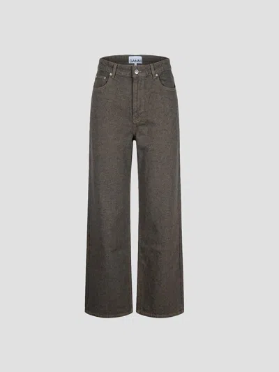 Ganni Neppy Denim Lari Jeans In Green