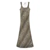 Ganni Animal Print Scoop Neckline Floor-length Dress In Animal Print