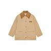 Ganni Camel Twill Midi Jacket In Neutral