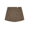 Ganni Womens Chicory Coffee Checked Gold-toned Button Wool-blend Mini Skirt In Multi