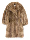 Ganni Notched-lapel Faux-fur Coat In Brown